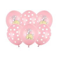 babaváró elefántos lufi 30 cm (6 db/cs) - rózsaszín