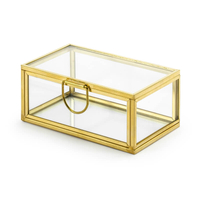 üveg gyűrűtartó doboz - arany kerettel