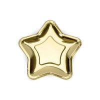 papír tányér (6 db/cs) - csillag alakú, arany