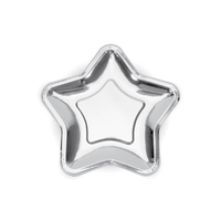 papír tányér (6 db/cs) - csillag alakú, ezüst