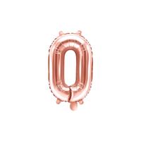 szülinapi fólia lufi 35 cm - 0-ás szám, rose gold