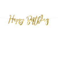 szülinapi füzér - Happy Birthday, arany