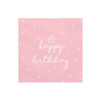 szalvéta 33x33 cm 3 rétegű (20 db/cs) - happy birthday, rózsaszín