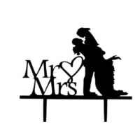 esküvői tortadísz (fekete sziluett) - Mr és Mrs