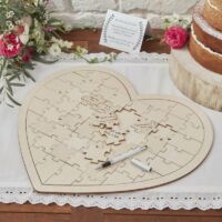 esküvői vendégkönyv (alternatív) - szív alakú fa puzzle
