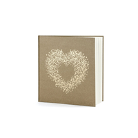 esküvői vendégkönyv - arany szív mintás, barna