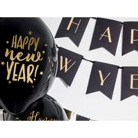szilveszteri lufi 30 cm - Happy New Year, fekete