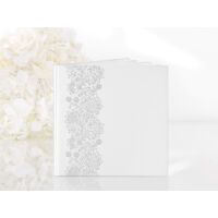 esküvői vendégkönyv - ezüst virágos, fehér