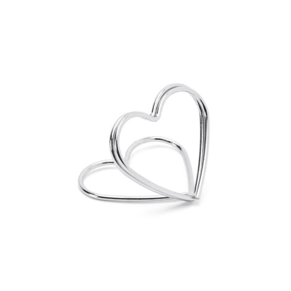 ültetőkártya tartó szív (10 db/cs) - ezüst