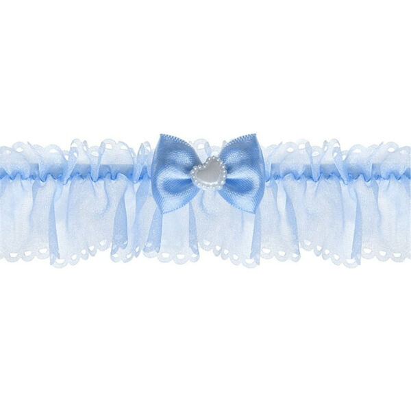 esküvői harisnyakötő - kék organza, kék masnival