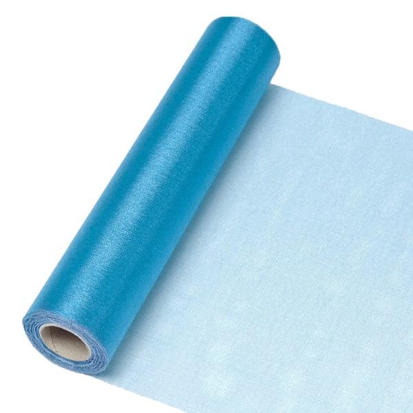 23,5 cm széles organza futó (10 m) - türkiz