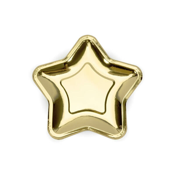 papír tányér (6 db/cs) - csillag alakú, arany